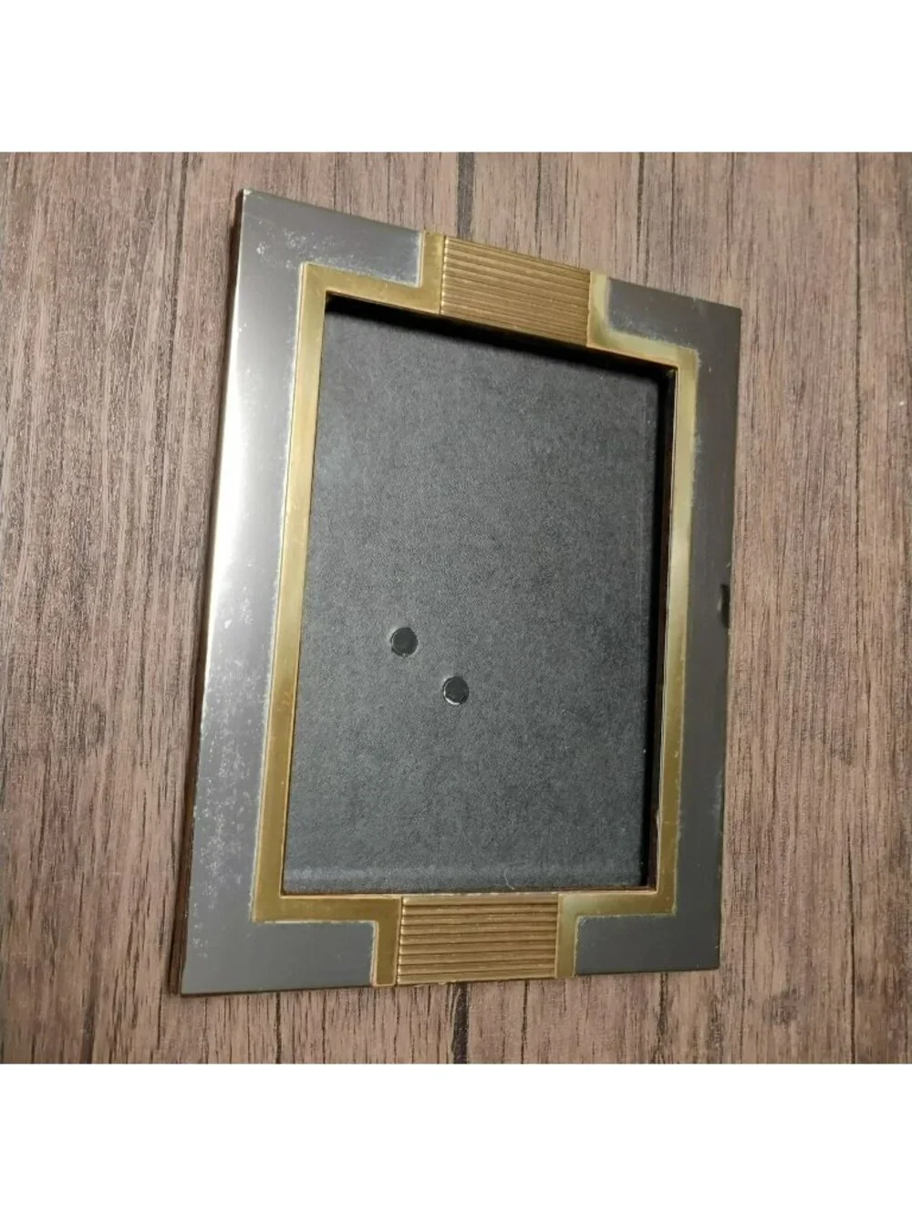 Metallic Silver & Gold Art Deco Picture Frame 9x7 With Velvet Backing, 5x7 Photo
